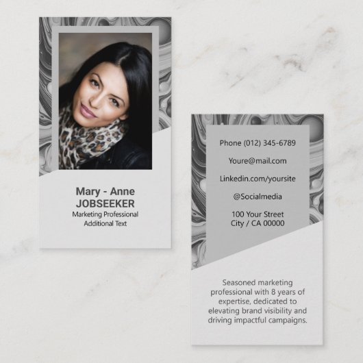 Carte De Visite Elégant Marbre Chercheur d'emploi Classy Creative (Devant / Derrière)