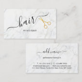 Carte De Visite Elégant marbre & ciseaux d'or rose coiffeuse (Devant / Derrière)