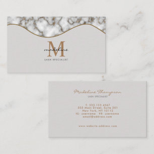 Carte De Visite Élégant marbre d'or roux noir gris monogramme