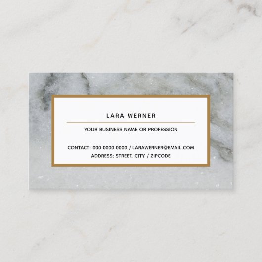 Carte De Visite élégant marbre gris forme rectangulaire profession (Devant)