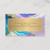 Carte De Visite Élégant marbre moderne violet bleu or (Dos)