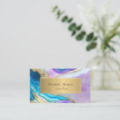 Carte De Visite Élégant marbre moderne violet bleu or (Debout devant)