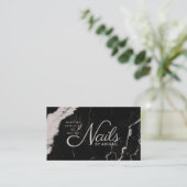 Carte De Visite Elégant Marbre Noir Clous Greige Par "Nom" (Debout devant)