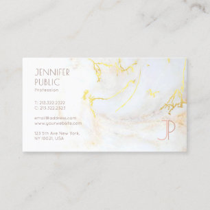 Carte De Visite Élégant Marbre Or Moderne Monogramme Professionnel