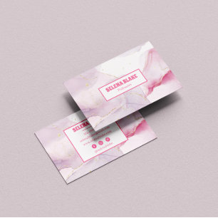 Carte De Visite Elégant marbre rose Aquarelle - Parties scintillan