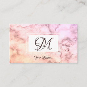 Carte De Visite Élégant marbre rose beige pastel Monogramme él
