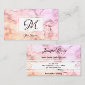 Carte De Visite Élégant marbre rose beige pastel Monogramme élégan (Devant / Derrière)