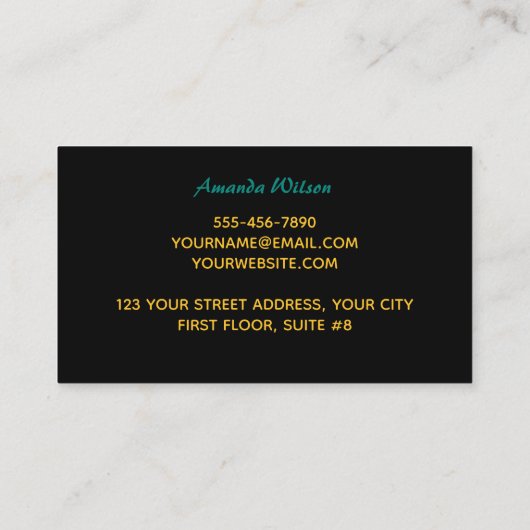 Carte De Visite Elégant marbre turquoise art faux or parties scint (Dos)