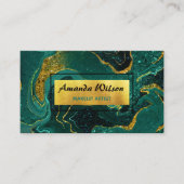 Carte De Visite Elégant marbre turquoise art faux or parties scint (Devant)