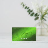 Carte De Visite Élégant marbre vert étincelant Diamants Initiales (Debout devant)