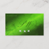 Carte De Visite Élégant marbre vert étincelant Diamants Initiales (Devant)