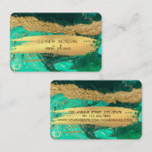 Carte De Visite Élégant Marbre Vert Or Brosse à pinceau (Devant / Derrière)