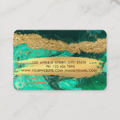 Carte De Visite Élégant Marbre Vert Or Brosse à pinceau (Dos)