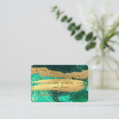 Carte De Visite Élégant Marbre Vert Or Brosse à pinceau (Debout devant)
