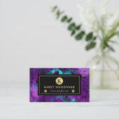 Carte De Visite Elégant marbre violet et bleu galaxie (Debout devant)