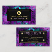 Carte De Visite Elégant marbre violet et bleu galaxie (Devant / Derrière)