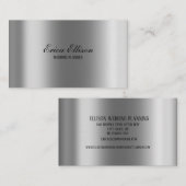 Carte De Visite Élégant Mariage d'argent métallique minimal modern (Devant / Derrière)