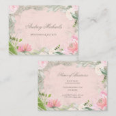 Carte De Visite Élégant Mariage Floral Rose Français (Devant / Derrière)