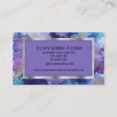 Carte De Visite Élégant Mariage moderne bleu violet argent (Dos)