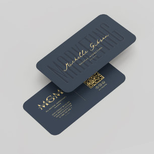 Carte De Visite Élégant marketing moderne Monogramme bleu foncé