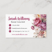 Carte De Visite Élégant marron clair et floral beige (Dos)