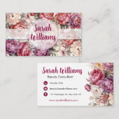 Carte De Visite Élégant marron clair et floral beige (Devant / Derrière)