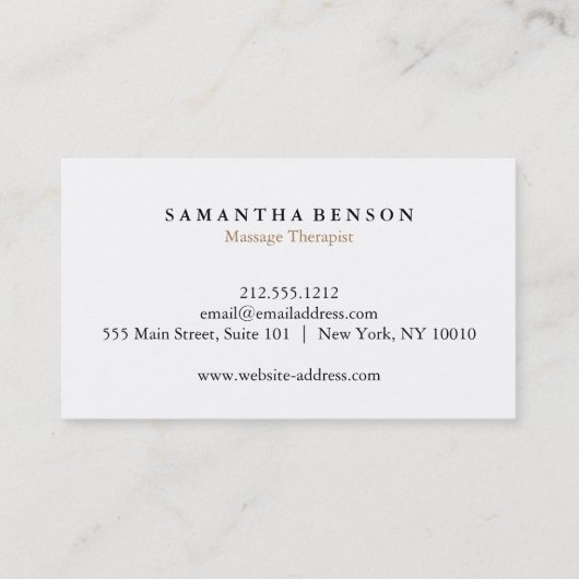 Carte De Visite Elégant Massage Moderne (Dos)