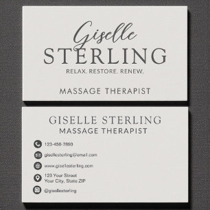 Carte De Visite Elégant Massage Thérapiste Luxe Script moderne