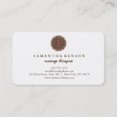 Carte De Visite Élégant massothérapeute à fleurs Mandala Lotus (Dos)