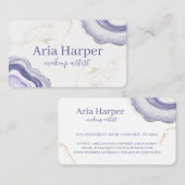 Carte De Visite Élégant mauve et gris Géode Or Parties scintillant (Devant / Derrière)