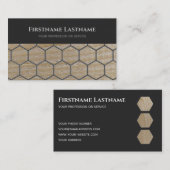 Carte De Visite Élégant menuiserie gris foncé en bois plank hexago (Devant / Derrière)
