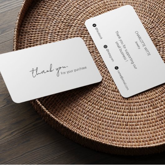 Carte De Visite Élégant Merci De Calligraphie Pour Votre Commande