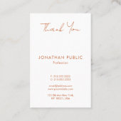 Carte De Visite Élégant Merci en terre cuite tendance verticale (Dos)