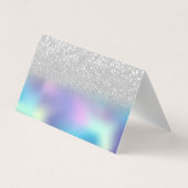 Carte De Visite Élégant Merci Holographique Argent Bokeh (Dos)