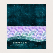 Carte De Visite élégant mermaid iridescente faux monogramme de par (Extérieur déplié)