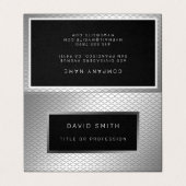 Carte De Visite Élégant métal argenté de luxe (Extérieur déplié)