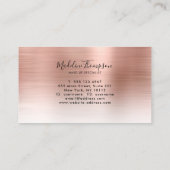 Carte De Visite Élégant métal brossé Rose or Monogramme (Dos)