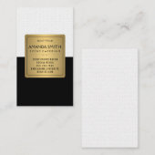 Carte De Visite Élégant Métallo Or Noir Subtle Wavy Motif (Devant / Derrière)