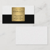 Carte De Visite Élégant Métallo Or Noir Subtle Wavy Motif (Devant / Derrière)