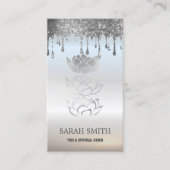 Carte De Visite Élégant Mignonne Déchets d'argent Lotus (Devant)