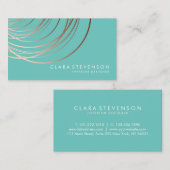 Carte De Visite Élégant minima faux rose d'or turquoise géométriqu (Devant / Derrière)