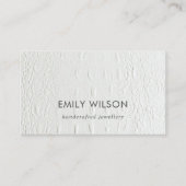 Carte De Visite Élégant Minimal Blanc Faux Cuir Imprimé Rustique (Devant)