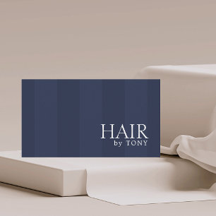 Carte De Visite Elégant minimal Bleu rayures Coiffeur