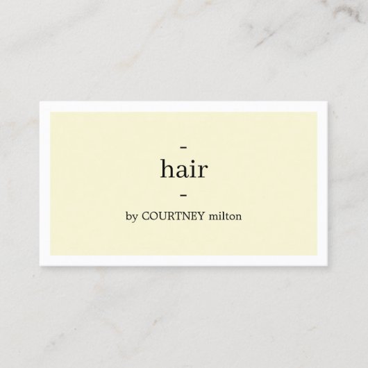 Carte De Visite Elégant minimal coiffeur blanc jaune (Devant)