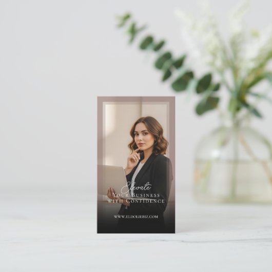 Carte De Visite Elegant Minimal Consulting Coach Photo QR Code (Debout devant)