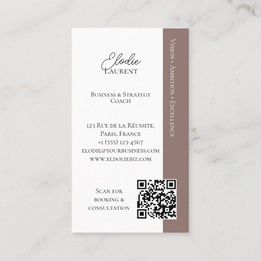 Carte De Visite Elegant Minimal Consulting Coach Photo QR Code (Dos)