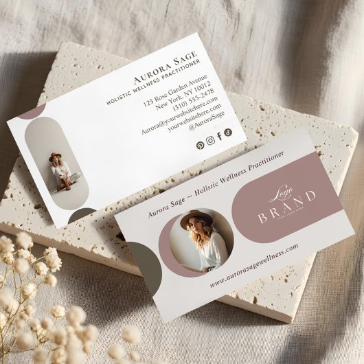Carte De Visite Elegant Minimal Holistic Celestial Moon Photo Luxe