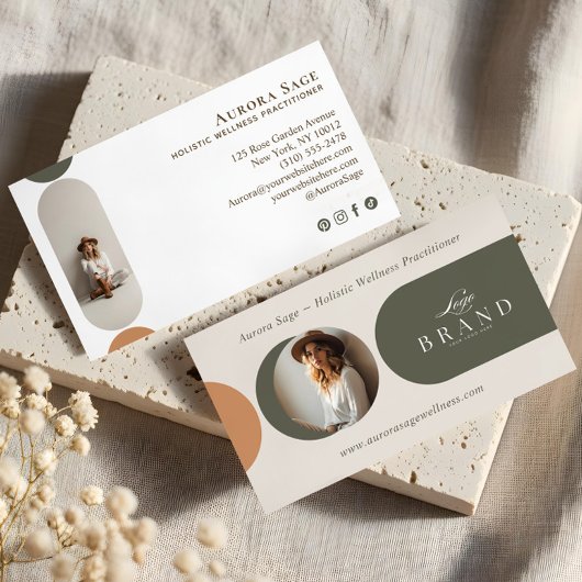 Carte De Visite Elegant Minimal Holistic Celestial Moon Photo Luxe