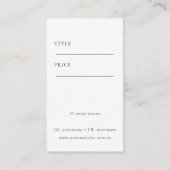 Carte De Visite Élégant minimal Kraft Green Logo Prix Balise (Dos)