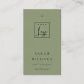 Carte De Visite Élégant minimal Kraft Green Logo Prix Balise (Devant)